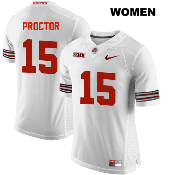 Ohio State Buckeyes Women's Josh Proctor #15 White Authentic Nike College NCAA Stitched Football Jersey QP19C01TP